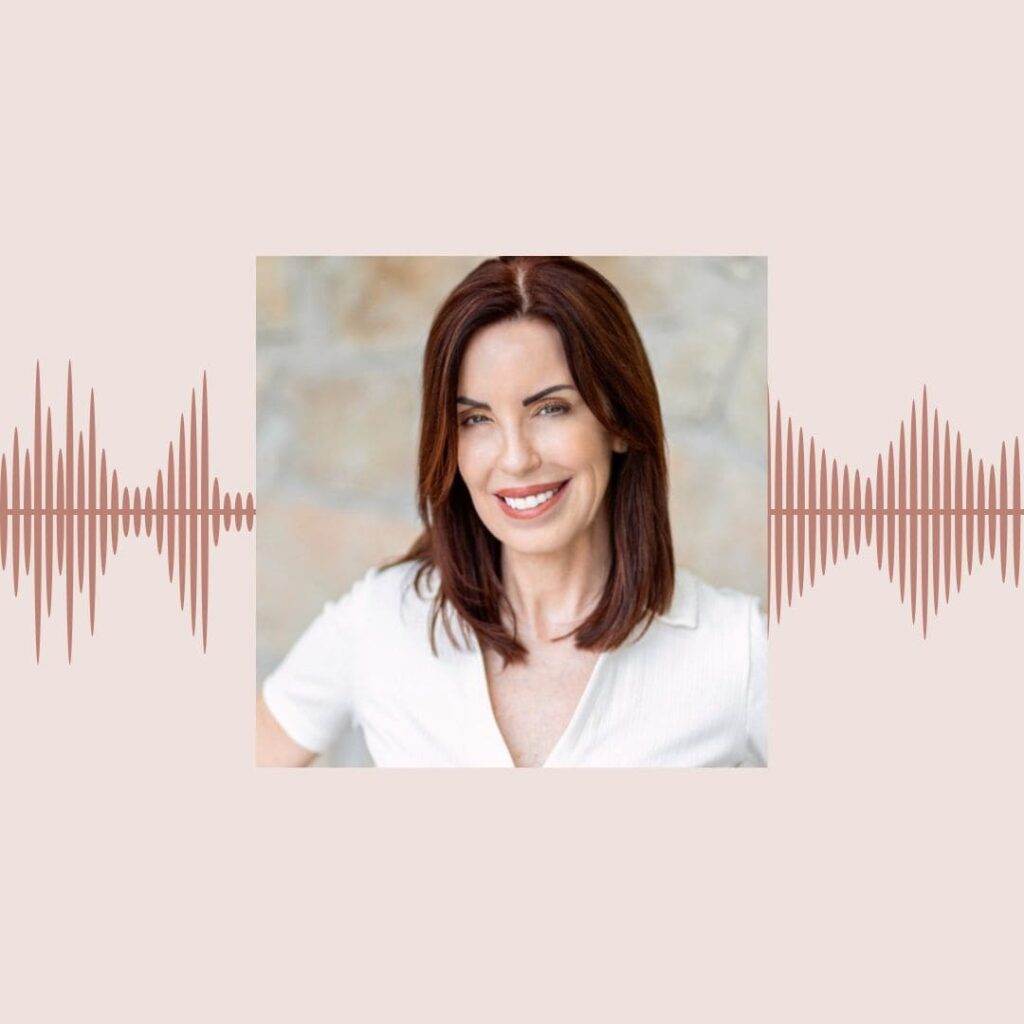 An audio frequency sits behind a headshot of Dawn Salter.