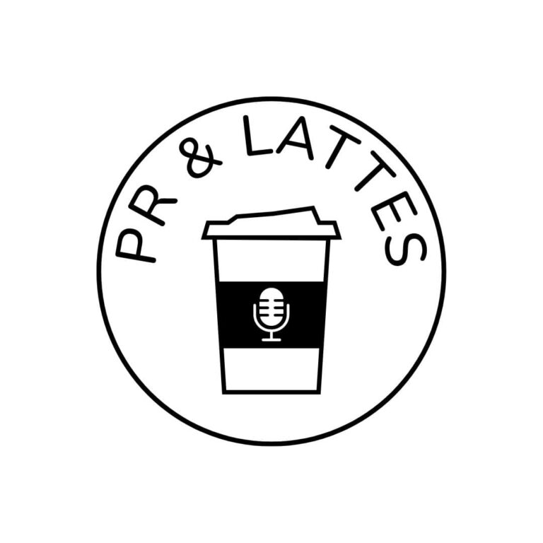A circular logo for PR & Lattes.